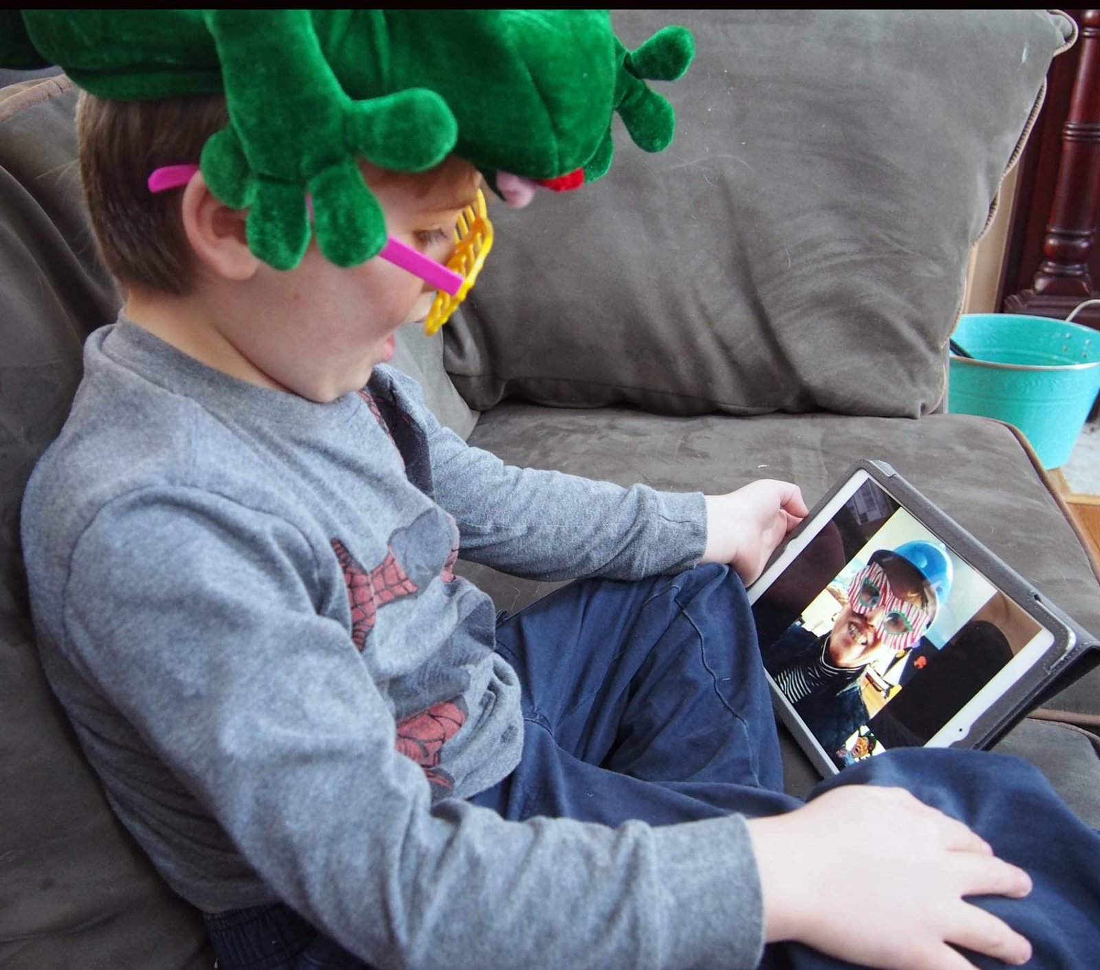 Grandson enjoying Facetime with Grandmother