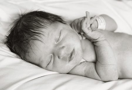 Beautiful baby girl newborn in the hospital