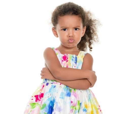 cute small girl making a funny angry face